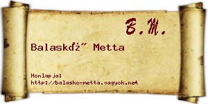 Balaskó Metta névjegykártya